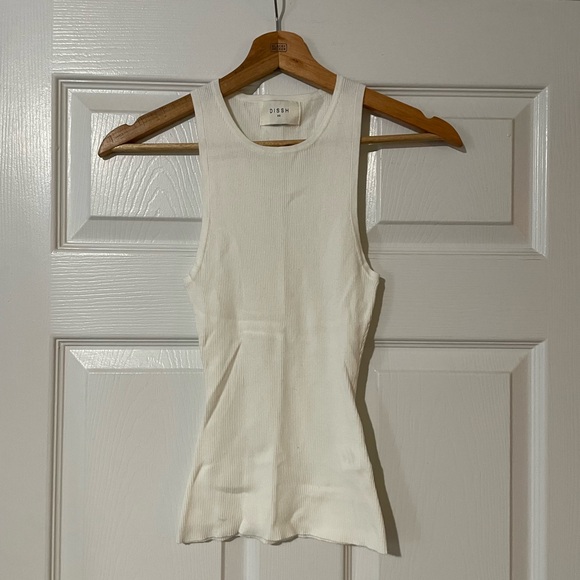 DISSH Ivory Ribbed Tank Top - Picture 1 of 3